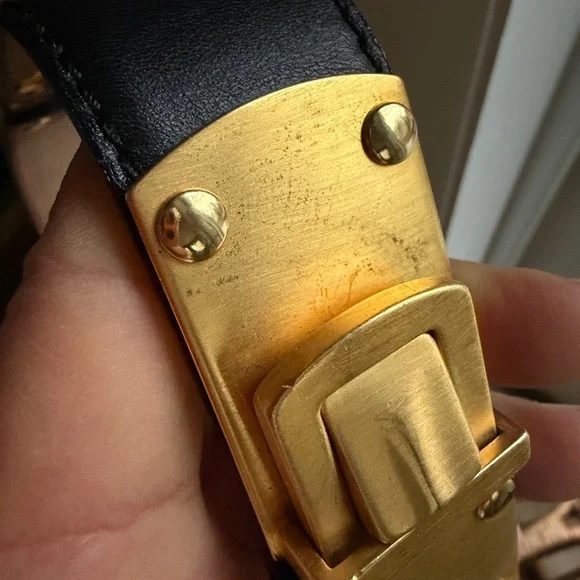 Donna Karan VTG Black Leather and Golden accents chains - Italy- Size Petite S - Picture 5 of 9